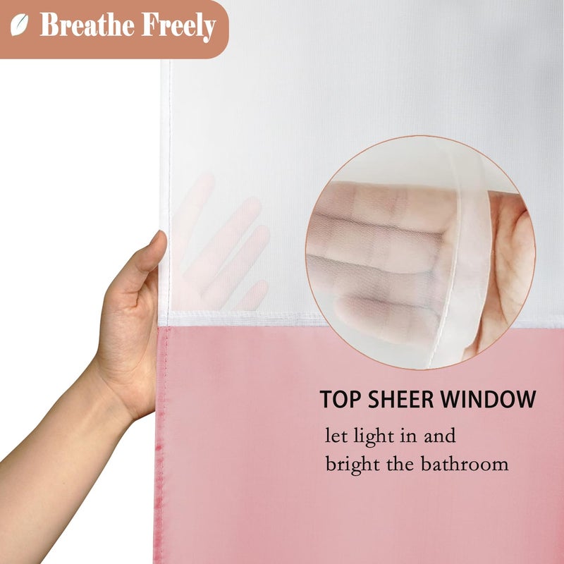 UFRIDAY Pink Shower Curtain Decorative Polyester Fabric Shower Curtain for Bathroom with Sheer Window Set 72 x 72 Inch for Girls Woman Lady,Light Pink - Image 2